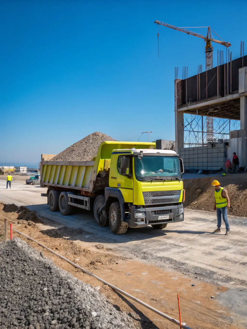 A Q Ride Moving Services & Junk Removal truck delivering construction materials to a site, emphasizing the company's delivery capabilities.
